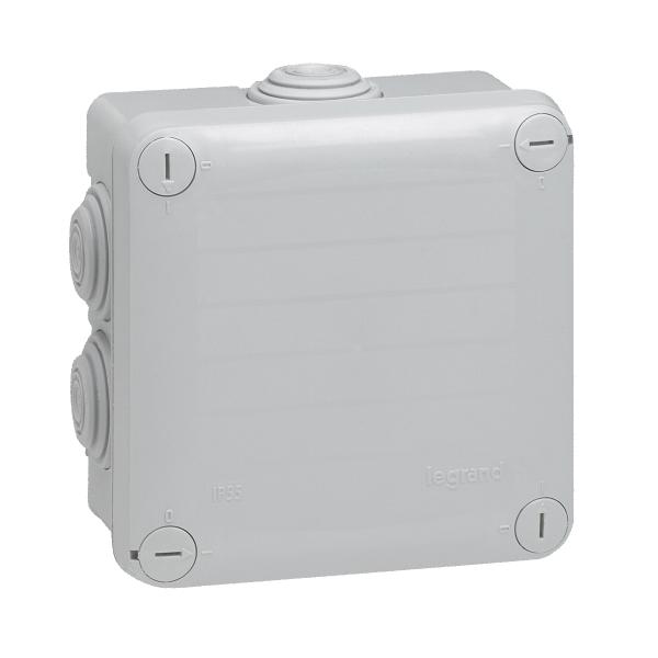Caja de derivación p/ conexiones, Plexo IP55, cuadrada 105x105x55mm. 7 conos