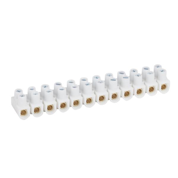 Regleta de conexión Nylbloc. 12 bornas con capacidad 16². Blanco incoloro