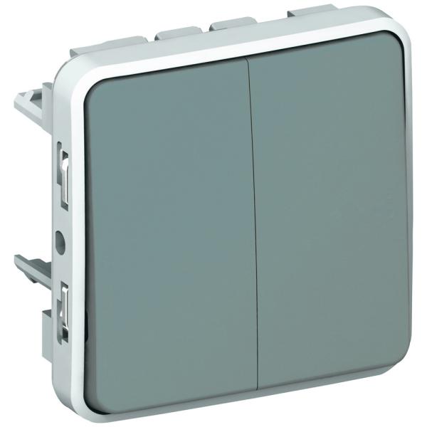 Conmutador doble Plexo modular gris - 10AX