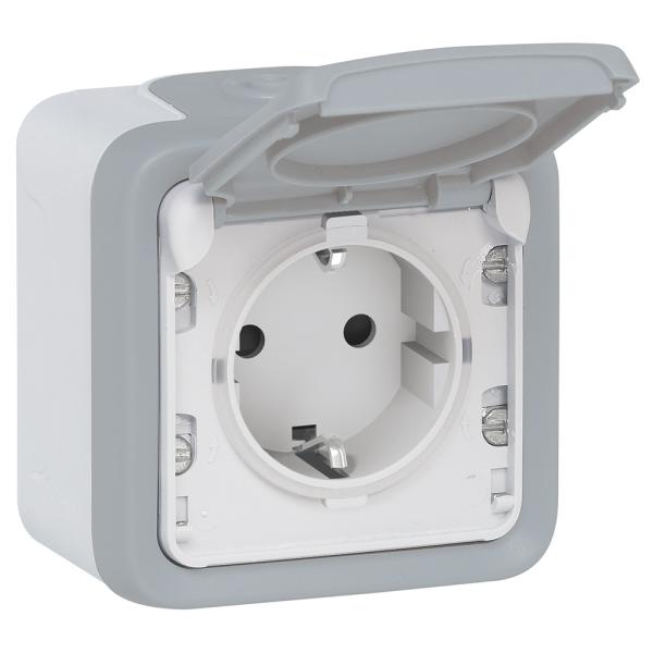 Base de corriente Plexo IP55 - 16A - 2P+T - instalación en superficie - Gris