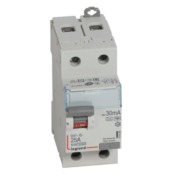 Interruptor diferencial DX³ - 2P - 230V~ - 25A - Tipo Hpi - 30mA - 2mod