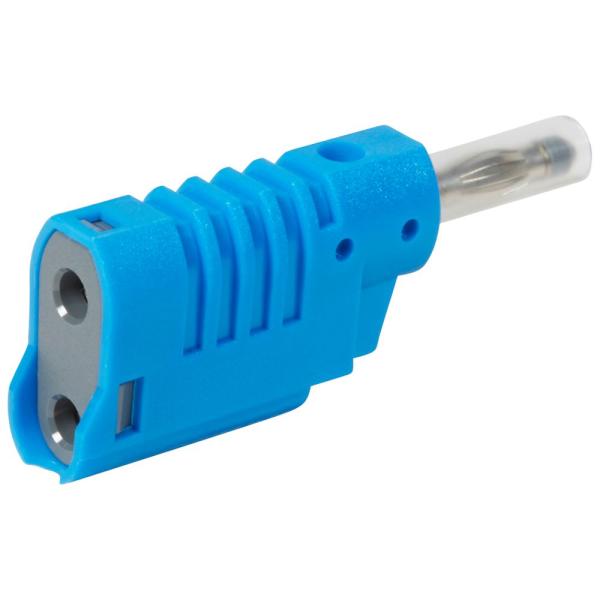 Clavija banana de seguridad Ø4mm. 16A 33 V~ - 70V. Azul