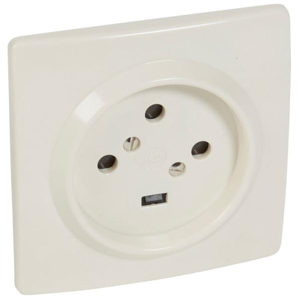 Base de corriente para empotrar 20A 3P+T para caja 95x95mm a tornillo. Blanco