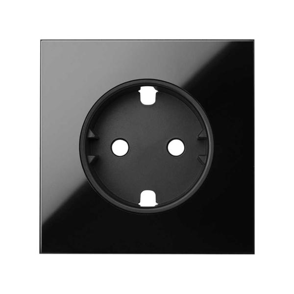 Tapa para la base de enchufe schuko negro brillante Simon 100