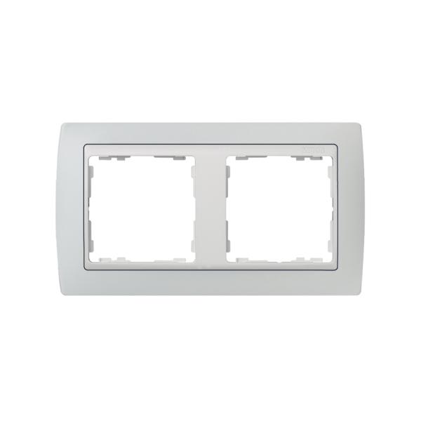 Marco para 2 elementos gris interior blanco Simon 82