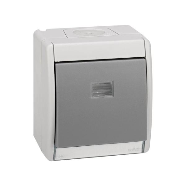 CAJA VACIA GRIS IP55 CON TECLA SIMPLE