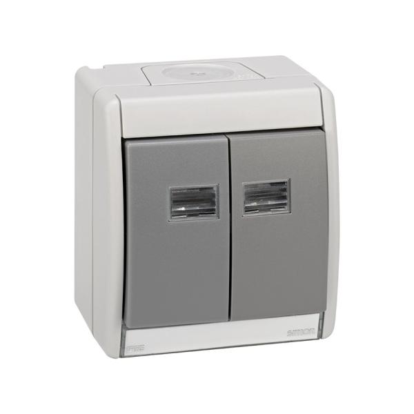 CAJA VACIA GRIS IP55 CON TECLA DOBLE