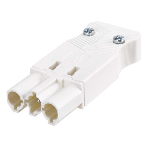 Conector rápido aéreo "Macho" de 3 polos con alojamiento para sistema de bloqueo de latiguillo electrico blanco Simon Cableado electrico