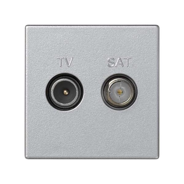 Toma TV+SAT IEC Única hembra con placa embellecedora aluminio Simon K45