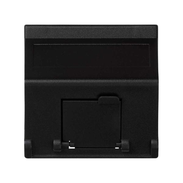 Placa de voz y datos inclinada con guardapolvo de 1 elemento para 1 conector RJ45 grafito Simon K45