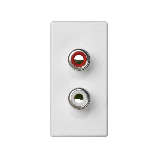 Conector 2RCA hembra con placa embellecedora blanco Simon K45