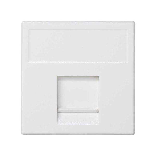 Placa de voz y datos plana con guardapolvo 1 elemento para 1 RJ45 compatibilidad otros fabricantes blanco Simon K45