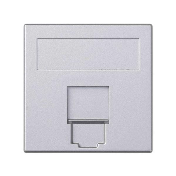 Placa de voz y datos plana con guardapolvo 1 elemento para 1 RJ45 compatibilidad otros fabricantes aluminio Simon 500 Cima