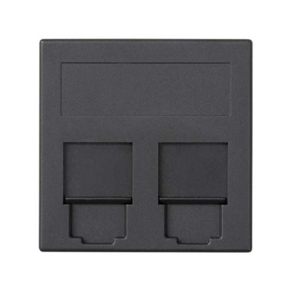 Placa de voz y datos plana con guardapolvo 1 elemento para 2 RJ45 compatibilidad otros fabricantes grafito Simon 500 Cima