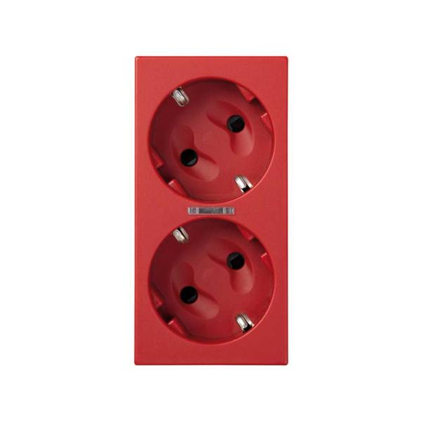 Base de enchufe schuko doble 16 A 250V~ con dispositivo de seguridad, led y embornamiento 1Click® rojo Simon 500 Cima