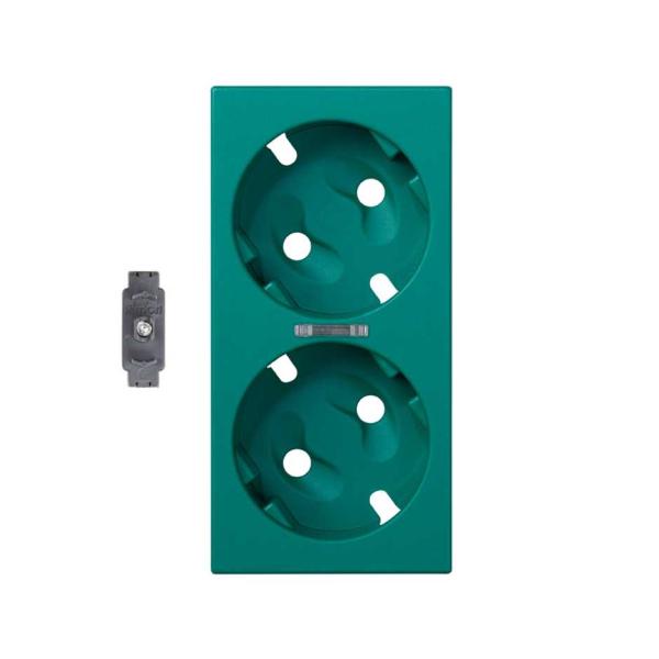 Tapa para el mecanismo de la base de enchufe schuko doble con visor y led indicador verde Simon 500 Cima