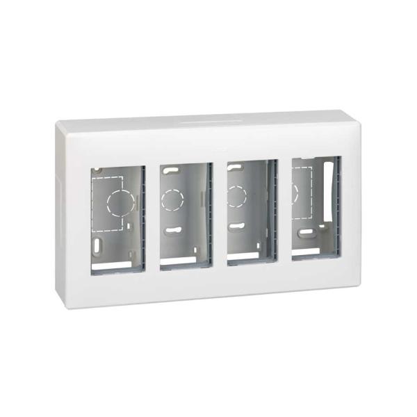 Caja de pared de superficie para 4 elementos dobles blanco Simon 500 Cima