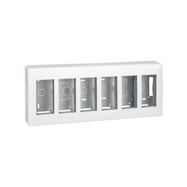 Caja de pared de superficie para 6 elementos dobles blanco Simon 500 Cima