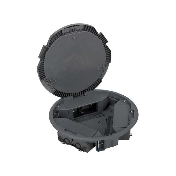 Caja de suelo circular de profundidad reducida para 6 elementos en pavimento o suelo técnico gris Simon 500 Cima