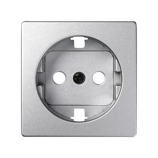 Tapa con dispositivo de seguridad para la base de enchufe schuko aluminio frío Simon 82 Detail