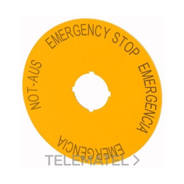 ETIQUETA PARADA DE EMERGENCIA DIMETRO 90 D/G/B/E M22-XAK2