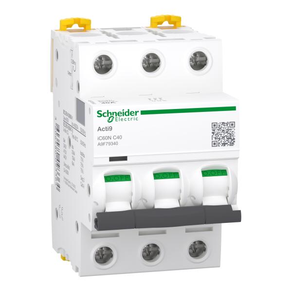 Interruptor magnetotérmico; Acti9 iC60N; 3P; 40 A; curva C; 6000 A/10 kA