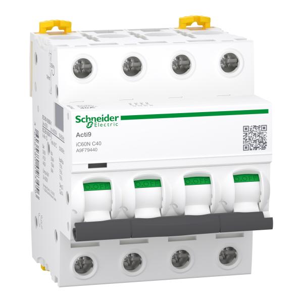 Interruptor magnetotérmico; Acti9 iC60N; 4P; 40 A; curva C; 6000 A/10 kA