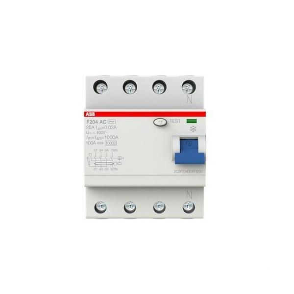 INTERRUPTOR DIFERENCIAL RESIDENCIAL/TERCIARIO F204AC-25/0,03 4P 25A TIPO AC 30mA