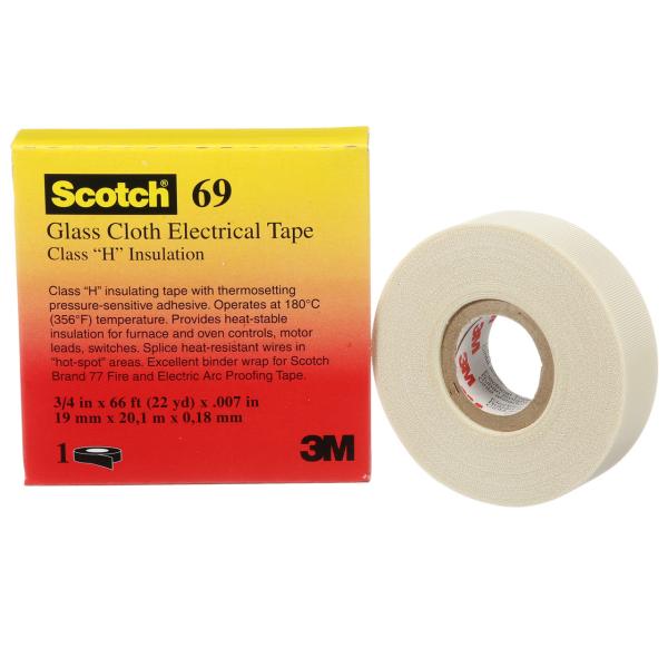 CINTA FIBRA DE VIDRIO HASTA 200°C SCOTCH 69 19mmx33m