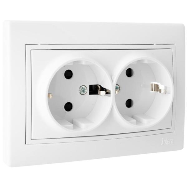 BASE DOBLE ENCHUFE 2P+TT OBTURADOR 16A 250V 154x81 BLANCO