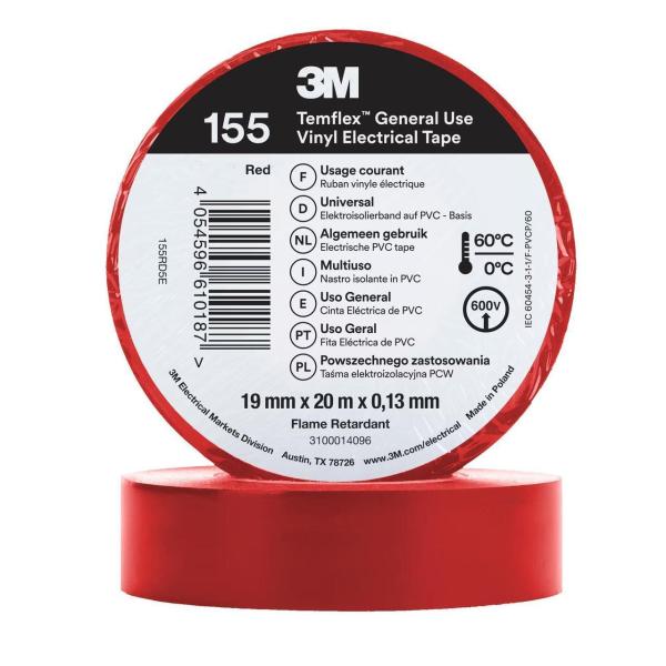 CINTA TEMFLEX 155 19mm X 20m ROJO